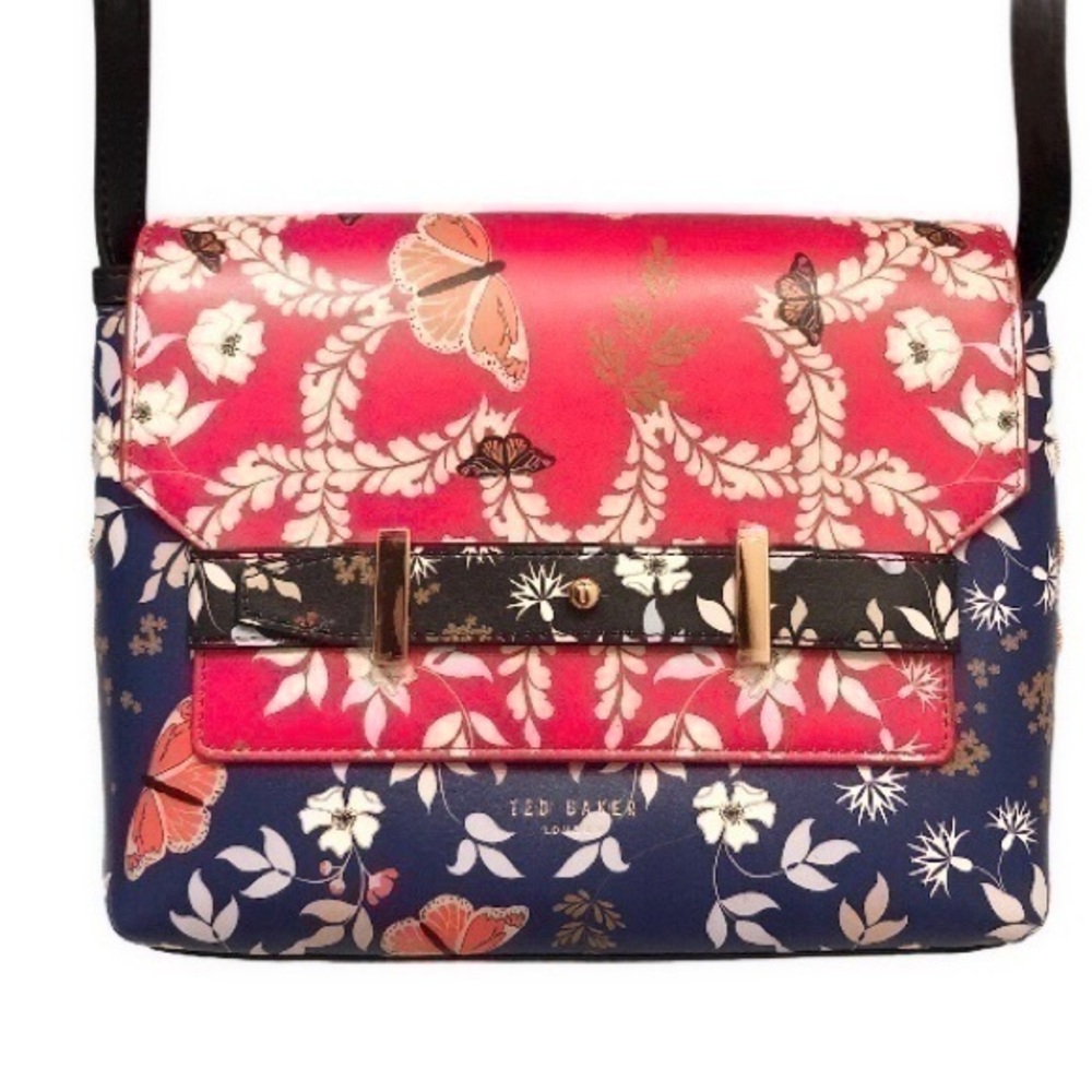 Ted baker blue red floral messenger bag